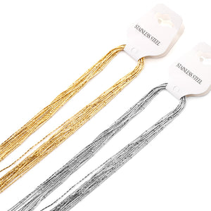 ASON 10pcs/bulk long necklace collar 0.8mm*45cm pendant square clip 2.0 beads matching chain steel color & gold color stainless steel necklace wholesale