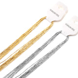 ASON 10pcs/bulk long necklace collar 0.8mm*45cm pendant square clip 2.0 beads matching chain steel color & gold color stainless steel necklace wholesale