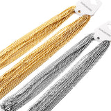 ASON 10pcs/bulk long necklace collar 1.0 wire 3.5mm*45cm grinding six sides matching chain steel color & gold stainless steel necklace wholesale