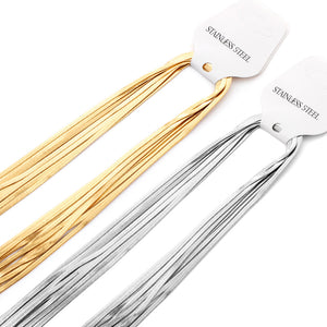 ASON 10pcs/bulk long necklace collar 0.4 wire 2.5mm*55cm razor blade chain with chain Steel Color & Gold Color Stainless Steel Necklace Wholesale