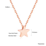 Rose Gold & Gold & Steel Glossy Star Pendant Necklace