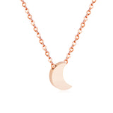 Rose Gold & Gold & Steel Color Glossy Curved Moon Pendant Necklace