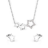 Star Jewelry Set with Diamonds Steel/Gold