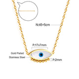 7 steel beads + eyes accessories necklace 45+5cm gold color