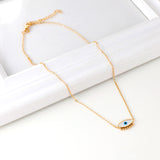 7 steel beads + eyes accessories necklace 45+5cm gold color