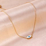 7 steel beads + eyes accessories necklace 45+5cm gold color