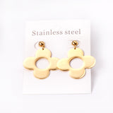 Steel Bead Halves Polished & Brushed 4-Piece Flower Earrings