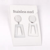 14mm Round + 21*26mm Trapezoidal Glossy Earrings