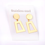 14mm Round + 21*26mm Trapezoidal Glossy Earrings