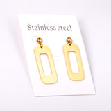 Half Bead Glossy & Brushed Long Cutout Earrings Goldtone