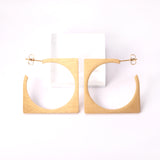 35mm Smooth & Brushed Square Earrings