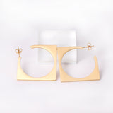 35mm Smooth & Brushed Square Earrings