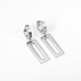 3x12mm earclips + 9.5x25mm rectangular glossy earrings