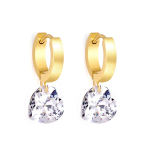 3*13.6mm earrings + 10mm heart-shaped diamonds