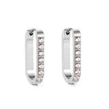 Rectangular Round Earrings with Diamonds 12*21.5mm