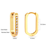 Rectangular Round Earrings with Diamonds 12*21.5mm