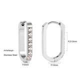 Rectangular Round Earrings with Diamonds 12*21.5mm