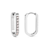 Rectangular Round Earrings with Diamonds 12*21.5mm