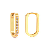 Rectangular Round Earrings with Diamonds 12*21.5mm