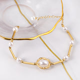 Pearls bracelet 16+5cm gold