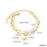 Pearls + M accessories double chain bracelet 17+5cm gold color