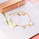 Pearls + square accessories bracelet 16 + 5cm gold color