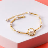 Pearls bracelet 16+5cm gold