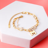 Pearls + M accessories double chain bracelet 17+5cm gold color