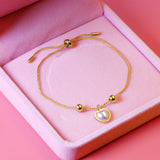 Pearls + heart-shaped pearl accessories bracelet 17 + 3cm gold color