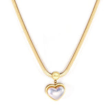 Heart pearl pendant necklace 37+5cm gold color