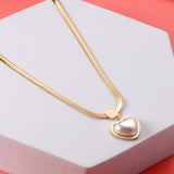 Heart pearl pendant necklace 37+5cm gold color