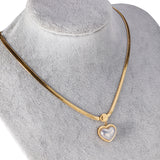 Heart pearl pendant necklace 37+5cm gold color