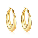 Boucles d'oreilles minimalistes en acier inoxydable pour femmes, couleur or, cercle en métal, Vintage, bijoux de fête pour filles, cadeaux 