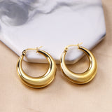 Boucles d'oreilles minimalistes en acier inoxydable pour femmes, couleur or, cercle en métal, Vintage, bijoux de fête pour filles, cadeaux 