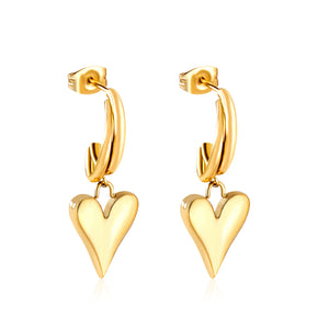 C-Shaped Earrings & Heart Shaped Stud Dangles