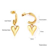 C-Shaped Earrings & Heart Shaped Stud Dangles