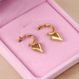 C-Shaped Earrings & Heart Shaped Stud Dangles