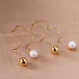 10mm steel beads + 10mm pearl stud earrings