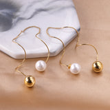 10mm steel beads + 10mm pearl stud earrings