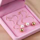 10mm steel beads + 10mm pearl stud earrings