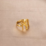 Factory Direct N & Y Letter Stainless Steel Rings Fashion Personalized Letter Rings Wholesale