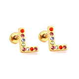 12 pairs Steel/Gold Monogram Screwback Earrings A-Z