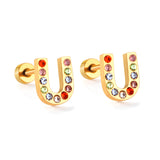 12 pairs Steel/Gold Monogram Screwback Earrings A-Z