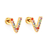 12 pairs Steel/Gold Monogram Screwback Earrings A-Z