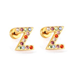 12 pairs Steel/Gold Monogram Screwback Earrings A-Z