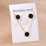 12mm Round Black Shell Set Steel/Gold