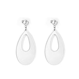 Halved Steel Bead Glossy Oval Earrings