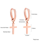 2.5 12mm Internal Wire Earrings-Steel & Gold & Rose Gold & Black Polished + 10x16mm Crosses