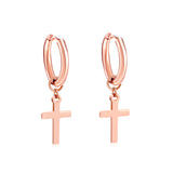 2.5 12mm Internal Wire Earrings-Steel & Gold & Rose Gold & Black Polished + 10x16mm Crosses