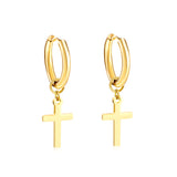 2.5 12mm Internal Wire Earrings-Steel & Gold & Rose Gold & Black Polished + 10x16mm Crosses